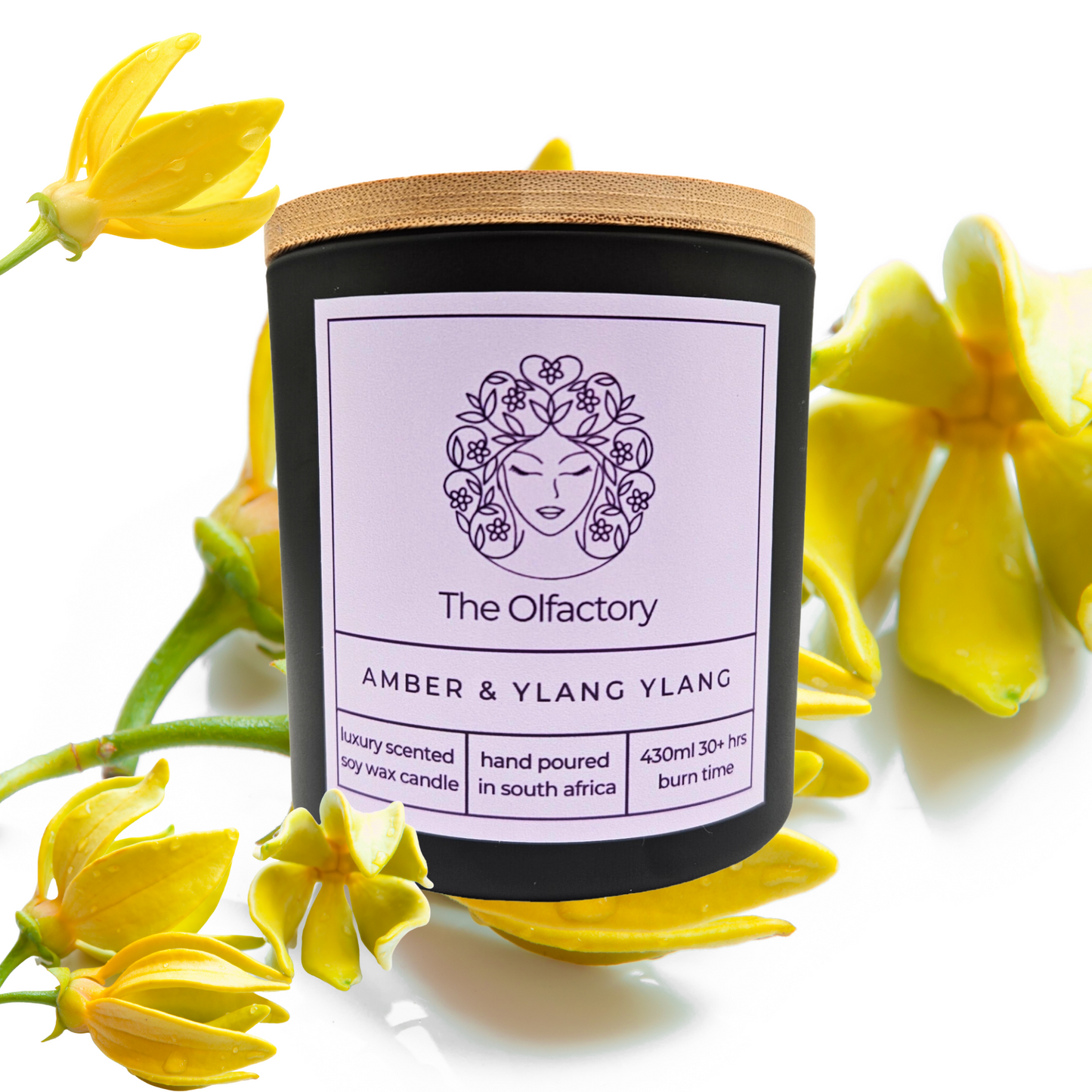 Luxury Scented Soy Wax Candle - Amber & Ylang Ylang